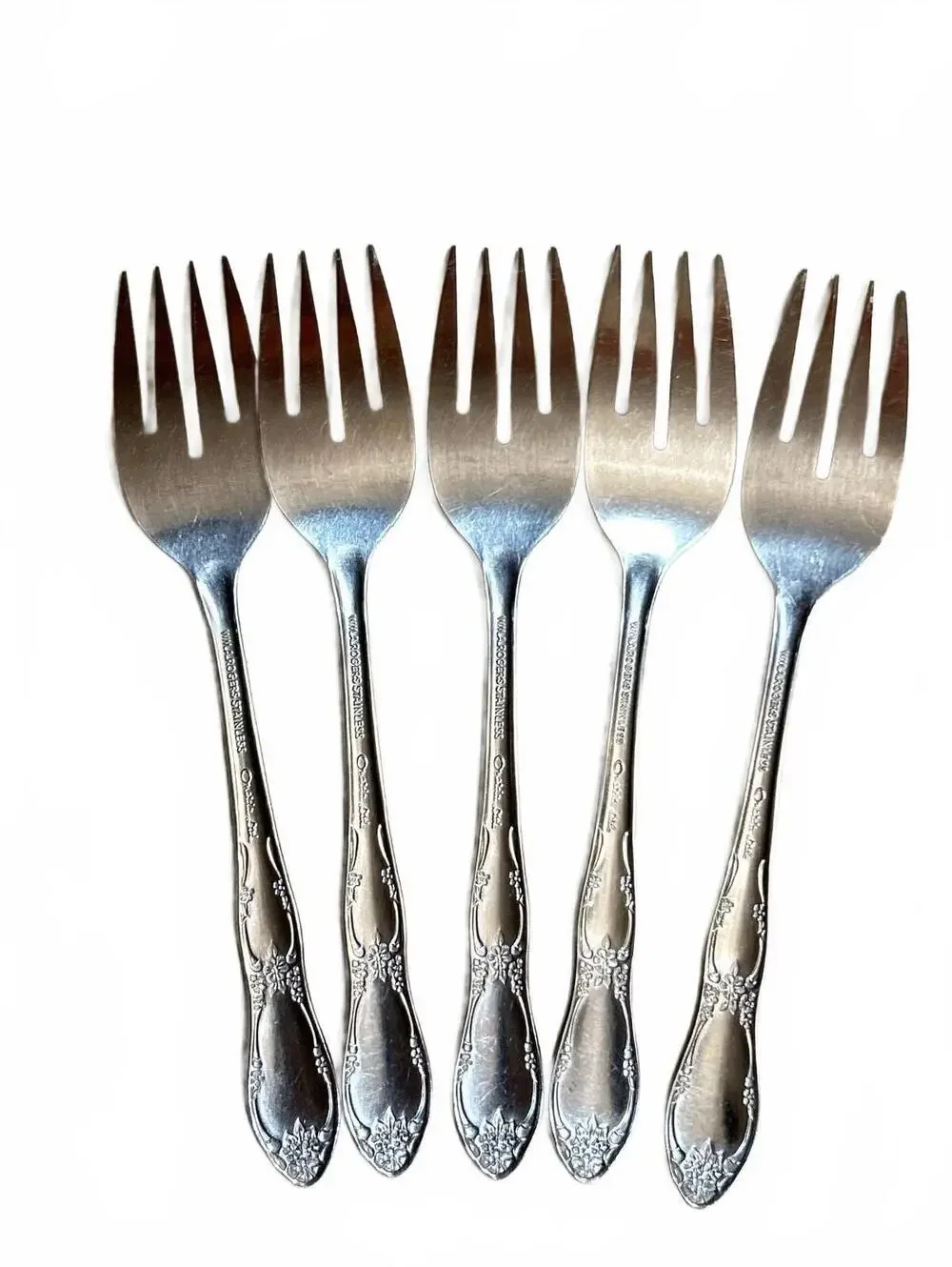 Set of 5 Vintage Stainless Steel Oneida Fenway (Daydream) Salad Forks
